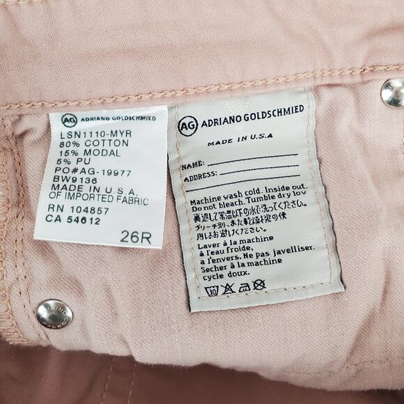 AG Adriano Goldschmied Y2K The Stilt Cigarette Leg Pants Blush Pink Size 26 - Picture 11 of 14